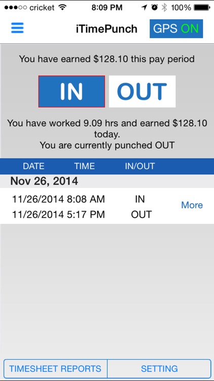 iTimePunch: Work Time Clock for Hourly Employee Timesheet Tracking