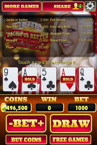 Play Christmas Video Poker, Jack or Better & Las Vegas Casino Style Card Games for Free ! screenshot 2