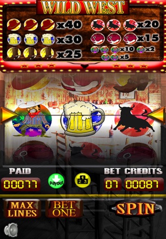 Wild West Toon Saloon Slot Machine Gambling screenshot 2