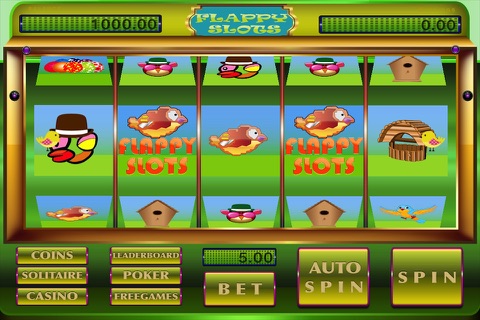 Flappy Slots - Bird Casino Presents: Slots, Poker And Solitaire screenshot 2