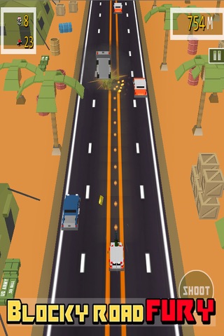 Blocky Road Fury - Free Car racing & shooting Game screenshot 2