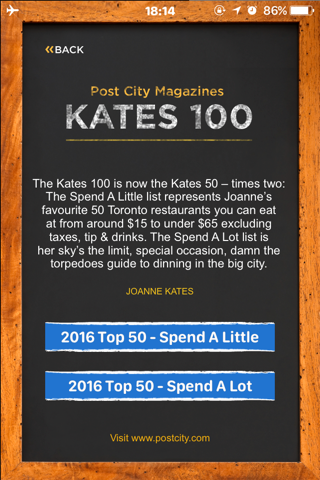 Joanne Kates 100 Best Toronto Restaurants screenshot 2