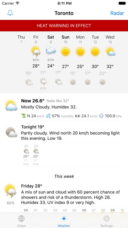 WeatherEh - using Environment Canada weather data to show Canada weather forecast & radar