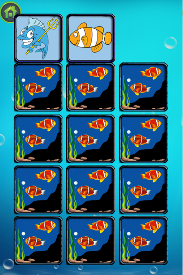Finding Happy Fish In The Matching Cute Cartoon Puzzle Cards Game