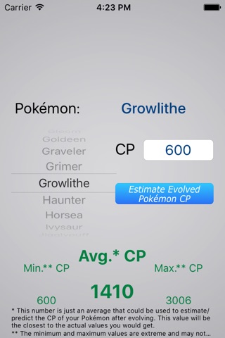 CP Estimator: Evolution CPEstimator for Pokemon Go screenshot 3