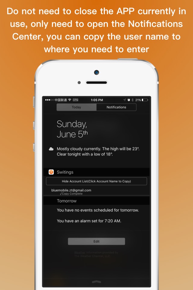Switings-Notification Center Widget for quick search, quick setting, quck copy account name screenshot 2