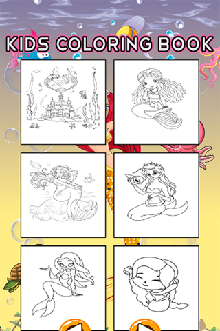 Mermaid Princess Coloring Pages Kids Painting Game screenshot 2