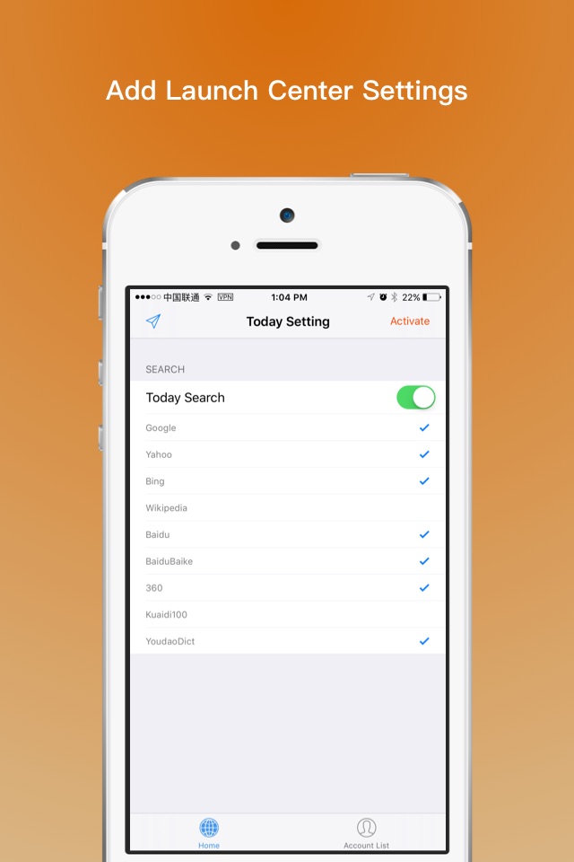 Switings-Notification Center Widget for quick search, quick setting, quck copy account name screenshot 3