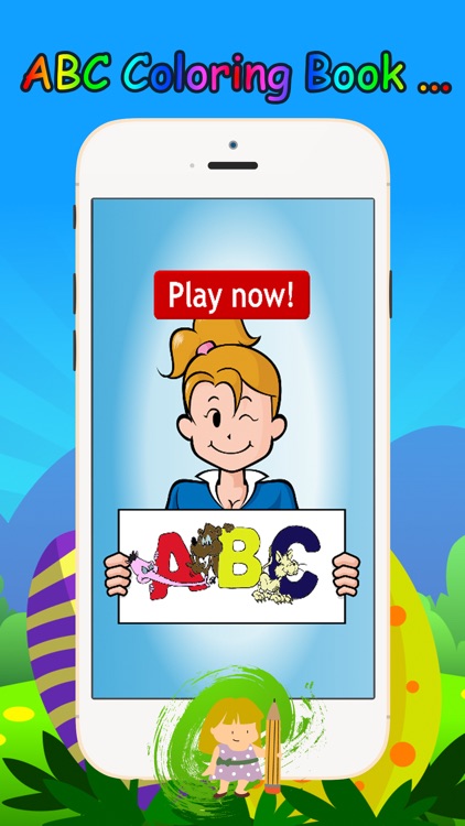 Kids ABC animals Cartoon words Coloring book page