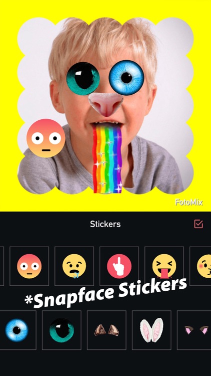 FotoMix for Snapchat,Photo Collage,Text,Reaction Stickers,Shape Borders,Filters