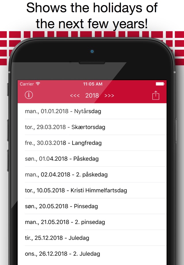 Danske helligdage - Holiday Kalender 2016 i Danmark til orlov og ferie planlægning screenshot 3