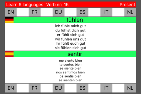 Learn 6 languages simultaneously using verbs free version screenshot 2