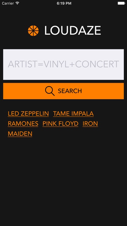 Loudaze: search for vinyls and concerts