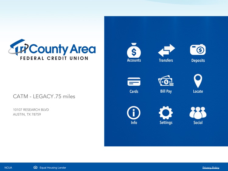TCAFCU Mobile Banking for iPad