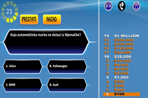 Milijunaš - Igra (Hrvatski) screenshot 2