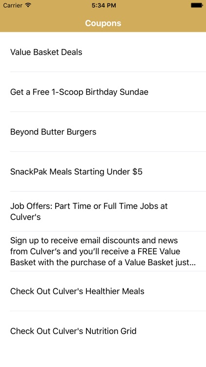 Coupons for Culver's App