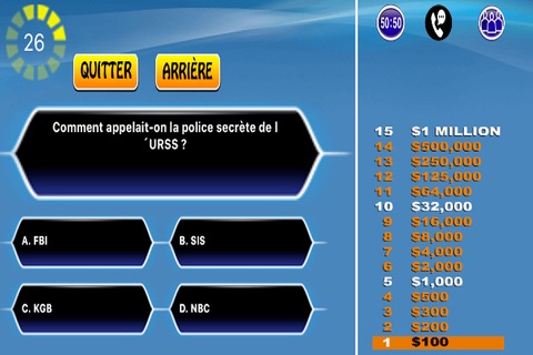 Millionnaire jeu - Français screenshot 2