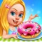 Cute little Emily is the newest owner of a successful donut bakery and she needs your help to promote her opening day in this sweet kids game about cooking