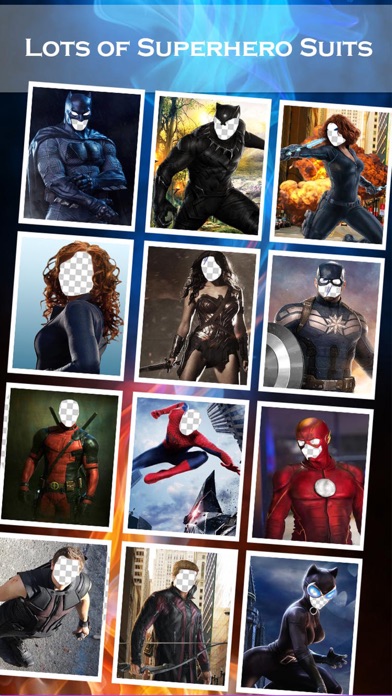 スーパーヒーローの顔チェンジャー2 - スーパーヒーローSuiteとのフェイススワップアプリ&面白い写真編集のスクリーンショット2 スーパーヒーローの顔チェンジャー2 - スーパーヒーローSuiteとのフェイススワップアプリ&面白い写真編集のスクリーンショット2