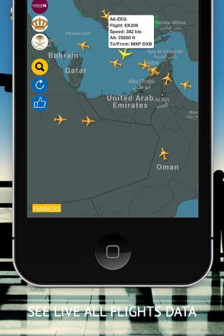 Arab Radar : Emirates, Air Arabia, Qatar, Etihad, Saudi, Royal Jordanian, Kuwait  Airways Live Flight Radar & Status screenshot 2