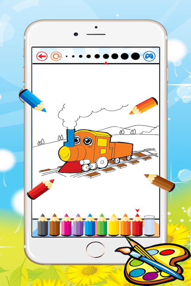 Train Coloring Book For Kid - Vehicle drawing free game, Paint and color good games HD screenshot 2