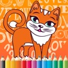 Cat Cartoon Paint and Coloring Book Learning Skill - Fun Games Free For Kids