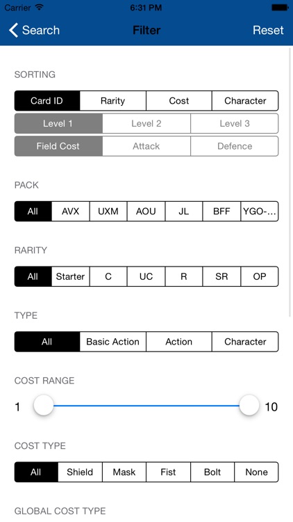 Database for Dice Masters