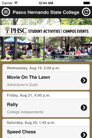 Pasco Hernando State College Events screenshot 2