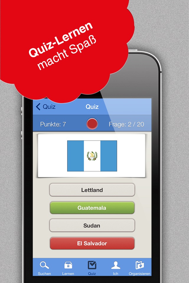 Flaggen und Länder der Erde lernen mit Quiz - Nationalflaggen aller Staaten aus Europa, Asien, Nordamerika, Südamerika und Afrika trainieren screenshot 4