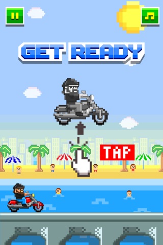 Beach Bikers - Free Retro 8-bit Pixel Motorcycle Games screenshot 2