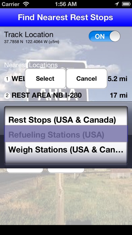 Find Nearest Rest Stops