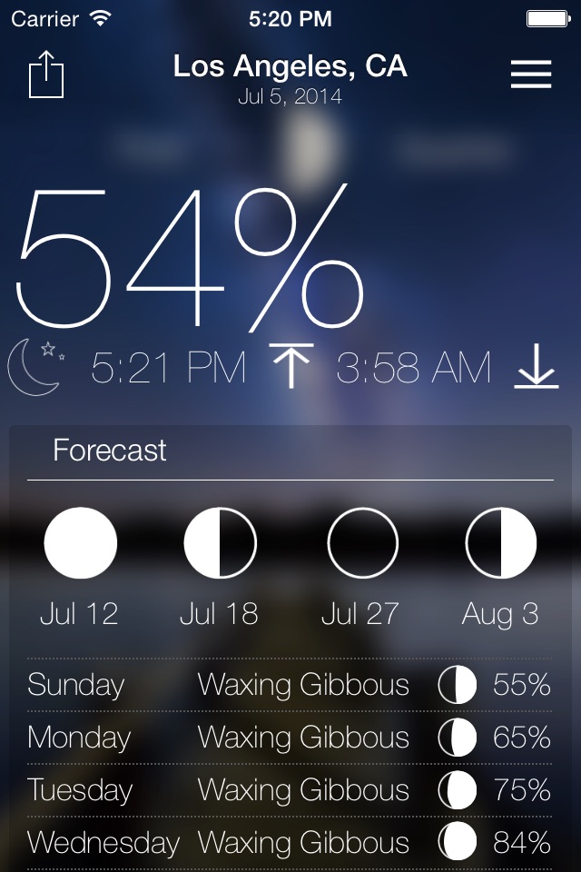 Lunar Live - Moon Weather Forecast screenshot 2