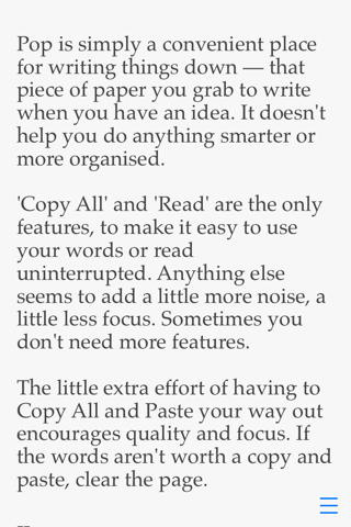 Pop for iOS — a piece of paper to write notes, ideas and things to do screenshot 3