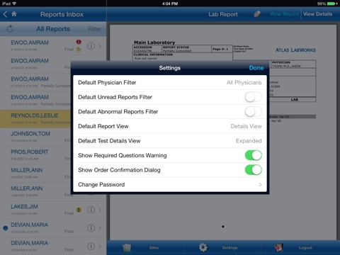 LabWorks Physician Portal for the iPad screenshot 2