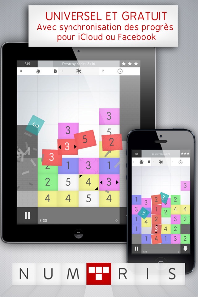 Numtris: best addicting logic number game with cool multiplayer split screen mode to play between two good friends. Including simple but challenging numeric puzzle mini games to improve your math skills. Free! screenshot 2
