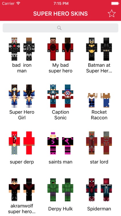 Super Hero Skins for Minecraft PE - Pocket Edition by Tosak Promjanthuek