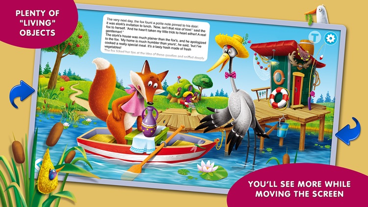 Fairy tales for children: Fox and Stork.
