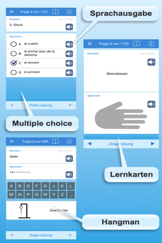 Spanisch 1 - Lernkarten in sechs Phasen Vokabeln lernen - Vokabeltrainer screenshot 2