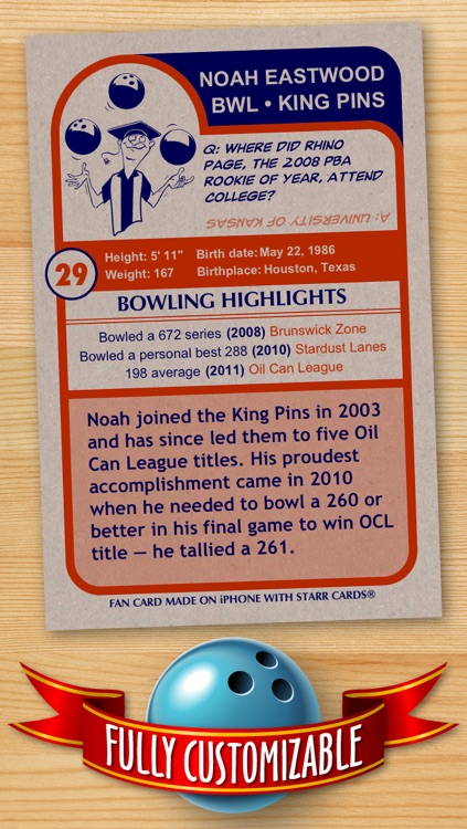 Bowling Card Maker - Make Your Own Custom Bowling Cards with Starr Cards