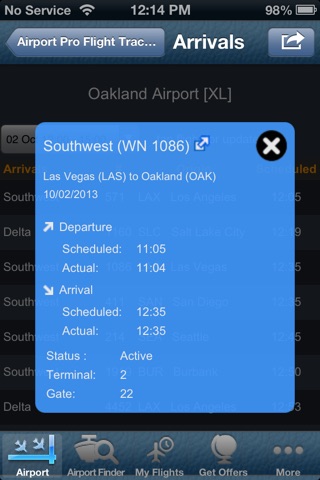 Oakland Airport (OAK) + Flight Tracker radar screenshot 2