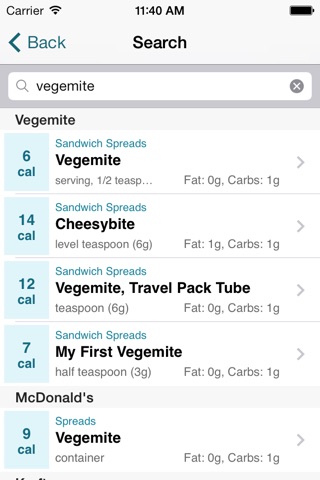 CalorieKing Food Facts screenshot 3