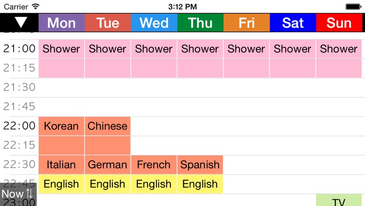 Week Table 15min - Weekly Schedule Timetable / scheduler / planner