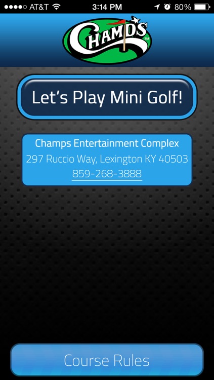 Champs Entertainment Complex Mini Golf Scorecard