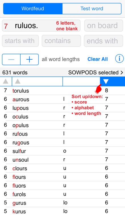 Words Finder Wordfeud/SOWPODS - find the best English words for Wordfeud, crossword and cryptogram