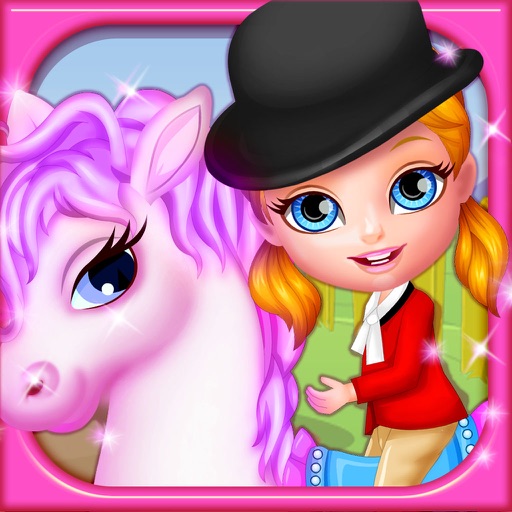 Cute baby and her pony icon