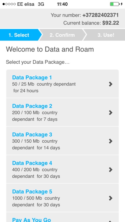 Roaming Data App