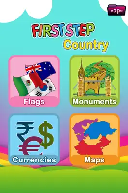 Game screenshot First Step Country : Fun and Learning General Knowledge Geography game for kids to discover about world Flags, Maps, Monuments and Currencies. mod apk