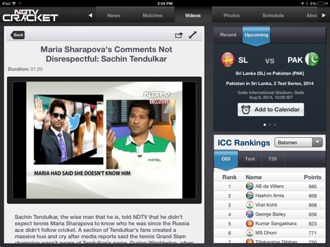 NDTV Cricket for iPad screenshot 4