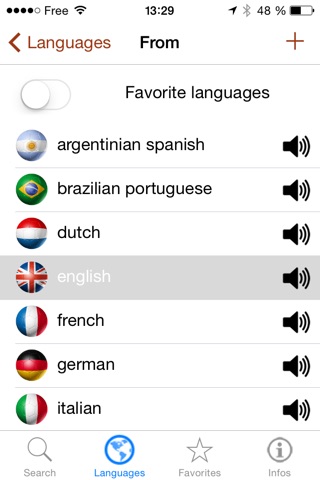 Dictionnaire multilingue du football en 10 langues - Français, Anglais, Allemand, Espagnol,  Espagnol argentin, Italien, Portugais, Portugais brésilien, Néerlandais, Russe et Ukrainien. screenshot 2