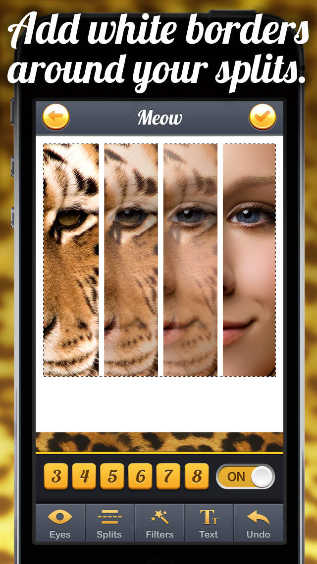 Screenshots of TigerEyes - Blend Yr Face to Ultra Awesome Tiger, Reptile or Cat Eyes Splits! for iPhone